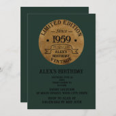 オリジナルのヴィンテージ65歳誕生日パーティー 招待状 (正面/裏面)