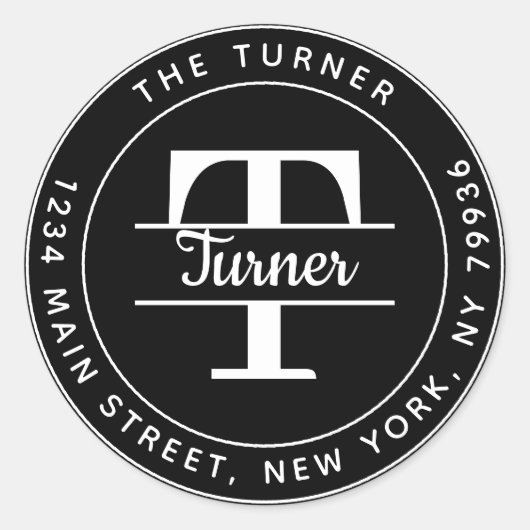 オリジナルの丸型モノグラム返送先住所を作成 ラウンドシール (正面)