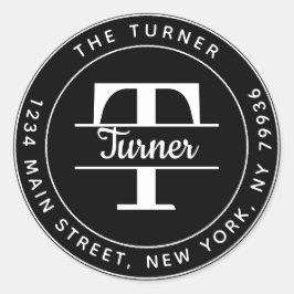 オリジナルの丸型モノグラム返送先住所を作成 ラウンドシール