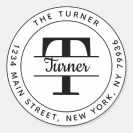 オリジナルの丸型モノグラム返送先住所を作成 ラウンドシール