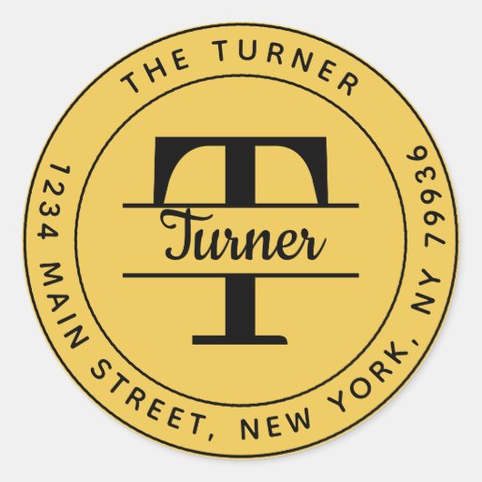 オリジナルの丸型モノグラム返送先住所を作成 ラウンドシール (正面)