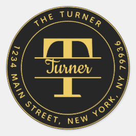 オリジナルの丸型モノグラム返送先住所を作成 ラウンドシール