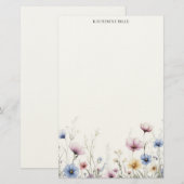 オリジナルの便箋 水彩の花 便箋 (正面/裏面)