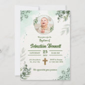 オリジナルの写真で男の子の洗礼を作ろう 招待状 (正面)