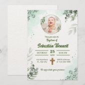 オリジナルの写真で男の子の洗礼を作ろう 招待状 (正面/裏面)