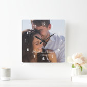 オリジナルの写真で結婚記念日を祝う時計 スクエア壁時計 (ホーム)