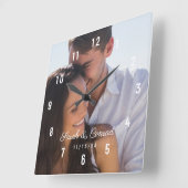 オリジナルの写真で結婚記念日を祝う スクエア壁時計 (傾斜)