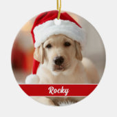 オリジナルの写真とスクリプトモノグラムのクリスマス オーナメント (正面)