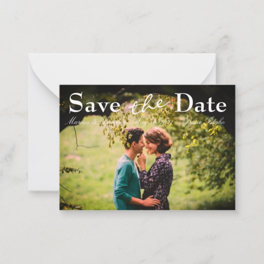 オリジナルの写真を使った結婚式の日時お知らせカード ノートカード (正面)