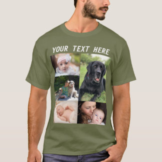 オリジナルの写真コラージュ フォト ファミリー Tシャツ