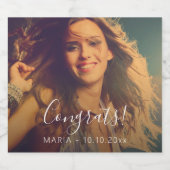 オリジナルの写真スクリプト テキスト おめでとう パーティー スパークリングワインラベル (シングルラベル)