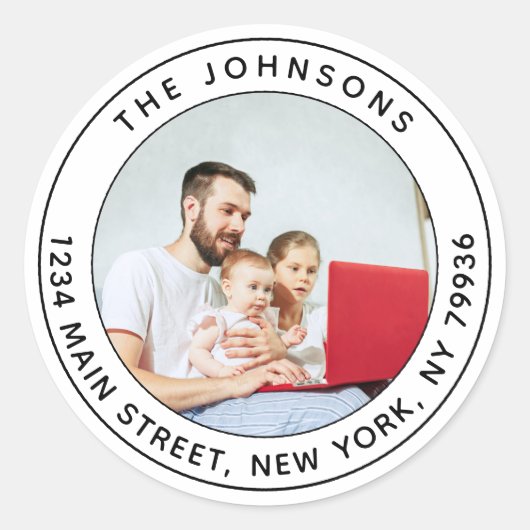 オリジナルの写真丸型返送先住所ラベル ラウンドシール (正面)