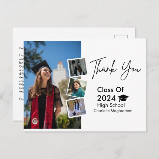 オリジナルの卒業お礼シンプルポストカード ポストカード (正面/裏面)