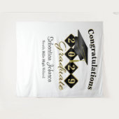 オリジナルの卒業パーティー ブラック&ゴールド タペストリー (正面(横))