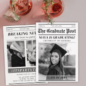 オリジナルの卒業式新聞表紙パーティー招待状 招待状