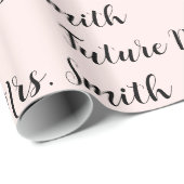 オリジナルの名前入りウェディングシャワーのラッピングペーパー。未来のMrs. 〇〇(カスタム姓) ラッピングペーパー (ロールコーナー)