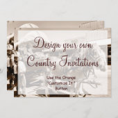 オリジナルの国テーマの招待状をデザインしよう カウボーイと馬 招待状 (正面/裏面)