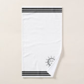 オリジナルの太陽と月 & 3本の黒いストライプが白地に バスタオルセット (ハンドタオル)