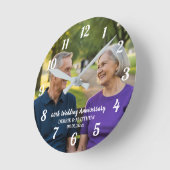 オリジナルの夫婦写真を追加 60周年結婚記念日 ラウンド壁時計 (傾斜)