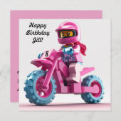 オリジナルの女の子モトクロス招待状 招待状 (正面/裏面)