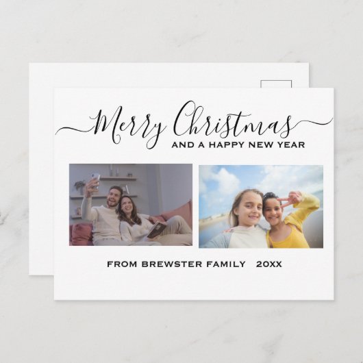 オリジナルの家族写真でクリスマスホリデーを作成しよう シーズンポストカード (正面/裏面)