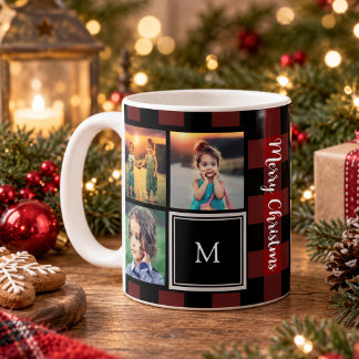 オリジナルの家族写真コラージュ クリスマス コーヒーマグカップ