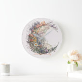 オリジナルの幻想的な春の花のクレセントムーンデザイン ラージ壁時計 (ホーム)