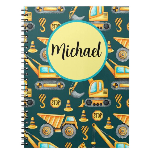オリジナルの建設用トラック スパイラル ノートブック (正面)