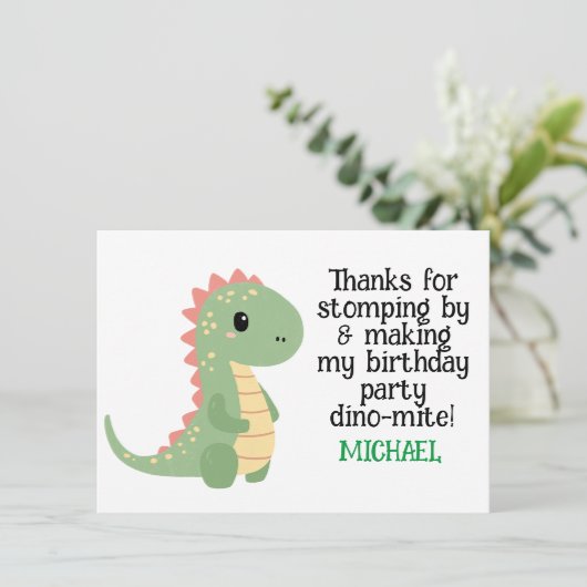 オリジナルの恐竜の誕生日お礼カード サンキューカード (スタンド正面)