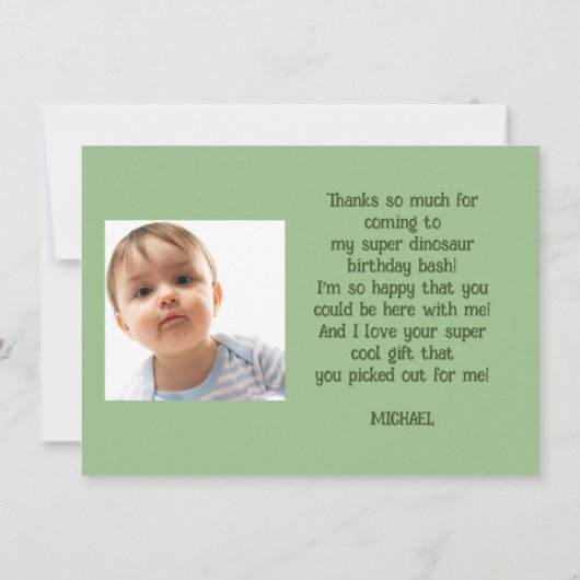 オリジナルの恐竜の誕生日お礼カード サンキューカード (裏面)