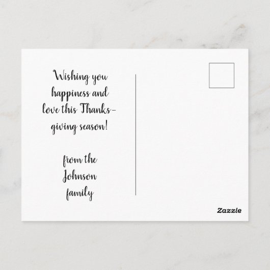 オリジナルの感謝祭カードをカスタマイズ ポストカード (裏面)