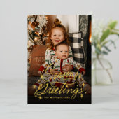 オリジナルの手書き文字によるシーズンズグリーティング 箔シーズンカード (立ち正面)