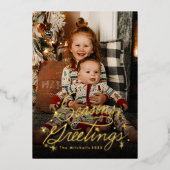 オリジナルの手書き文字による季節の挨拶 箔シーズンカード (正面)