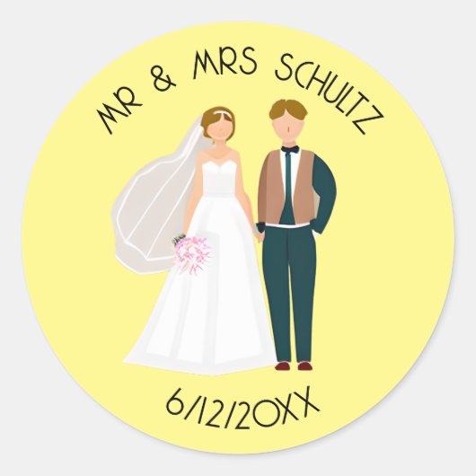オリジナルの新婦新郎 Mr. and Mrs. ラウンドシール (正面)