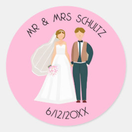 オリジナルの新婦新郎 Mr. and Mrs. ラウンドシール