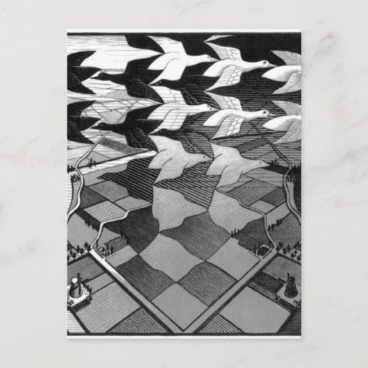 オリジナルの有名なドロー「昼と夜」 ポストカード (正面)