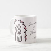 オリジナルの棒人間ウェディングカップル コーヒーマグカップ (正面左)