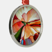 オリジナルの水彩画からの虹色ベゴニアの花の水彩画 メタルオーナメント (右)