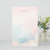 オリジナルの水彩画の日の入り雲を作成 便箋 (スタンド正面)