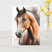 オリジナルの水彩画の馬の絵葉書 カード (黄色い花)