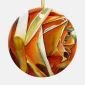 オリジナルの水彩画アート - イエローローズ セラミックオーナメント (正面)