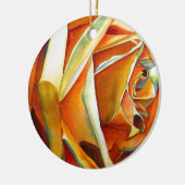 オリジナルの水彩画アート - イエローローズ セラミックオーナメント (左)