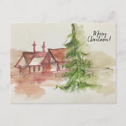 オリジナルの水彩画スケッチ ポストカード (正面)