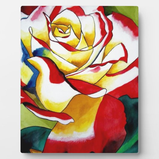 オリジナルの水彩画 ティーローズのアート フラワー フォトプラーク (正面)