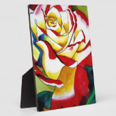 オリジナルの水彩画 ティーローズのアート フラワー フォトプラーク (側面)