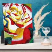 オリジナルの水彩画 ティーローズのアート フラワー フォトプラーク (側面)