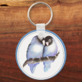 オリジナルの水色ブルーラブバード、鳥 キーホルダー (正面)