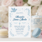 オリジナルの洗礼招待状（鳩と星のデザイン） 招待状