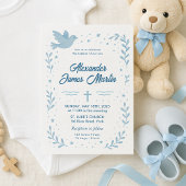 オリジナルの洗礼招待状（鳩と星） 招待状