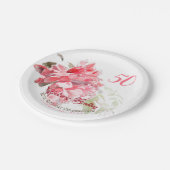 オリジナルの牡丹水彩第50回誕生パーティーPP ペーパープレート (アングル)